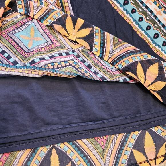 Chicos Midi Skirt Womens 3/XL Floral Geometric Artsy Boho Cottagecore Mesh - Picture 4 of 9